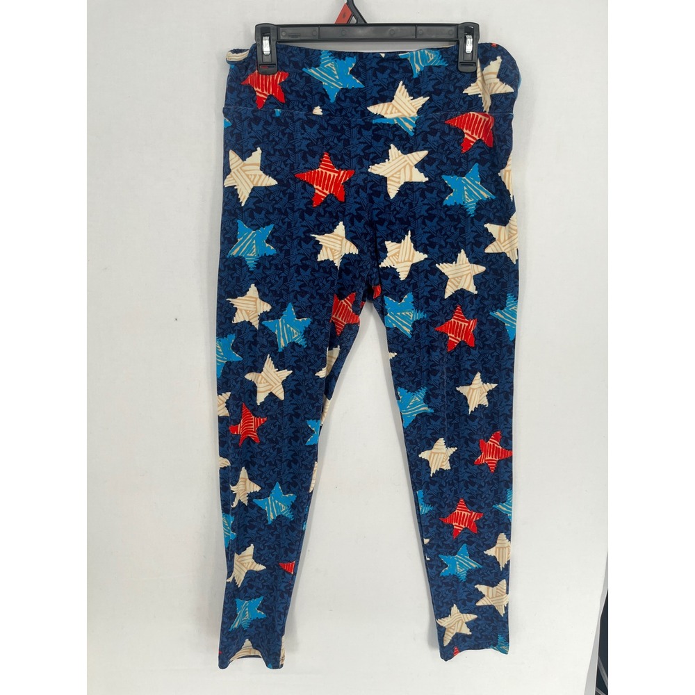 LuLaRoe Leggings Tall & Curvy TC Navy Blue Red White Patriotic Stars Americana